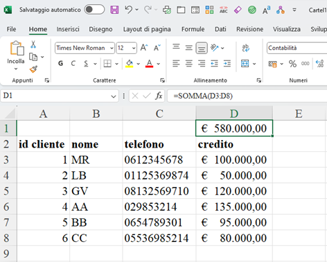 NOMINARE UNA CELLA O UN INTERVALLO DI CELLE IN EXCEL